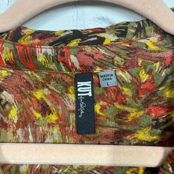 Kut From The Kloth Blouse Jasmine Womens Large Sheer Abstract Artsy Flowy Top - Picture 5 of 10